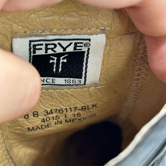 Frye Malorie Knotted Black Leather Booties Casual Block Heel Size 8 Buckle Fall - Picture 16 of 17